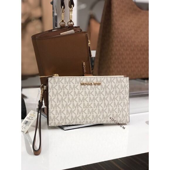 BUNDLE MICHAEL KORS Jet Set Travel Large Chain Shoulder Tote Cell wallet Vanilla - Picture 7 of 12